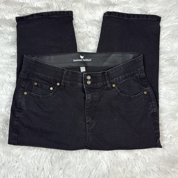 Woman Within Denim - Woman Within Black Cropped Capri Style Jeans